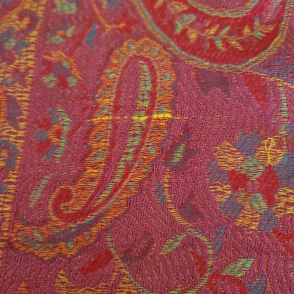 Bohemian Cashmere mix Wide Shoulder Shawl Paisley Flower hotpink/multico… - Picture 9 of 14